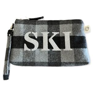 KOALA KANVAS Flannel Gray Plaid Glitter SKI Wristlet NEW Apres Ski